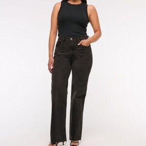 Abercrombie & Fitch Women's Dark Gray Straight Leg Jeans